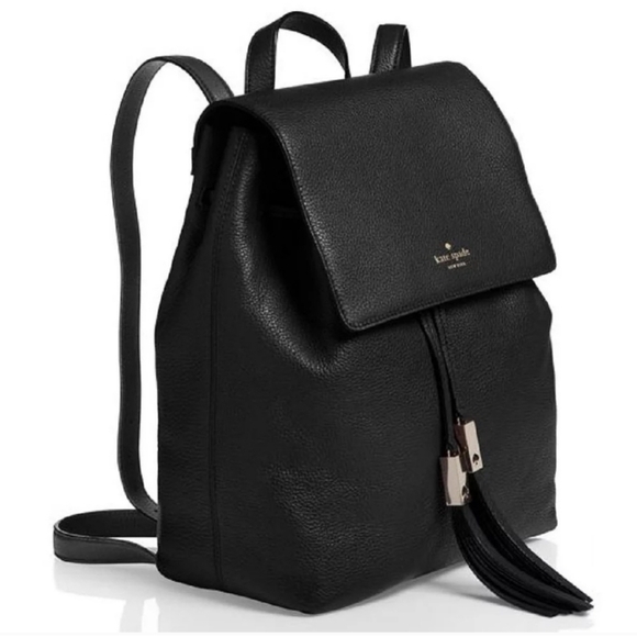 Kate Spade Grey Street Wilder Black Leather Backpack - Picture 1 of 12